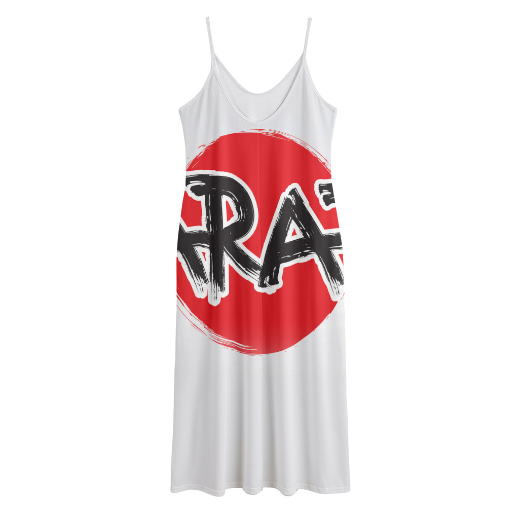 Karate Text Print Jersey Midi Cami Dress