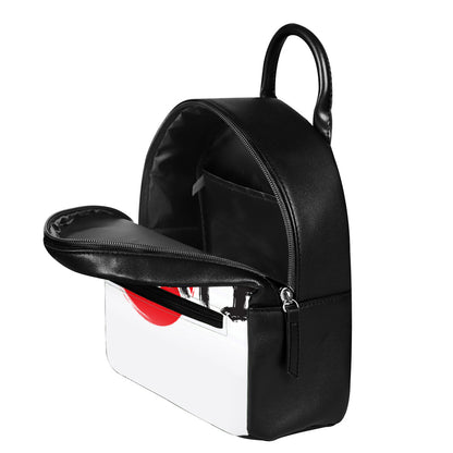 Karate Text Print Leather Backpack
