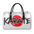Karate Text Print Leather Duffel Bag