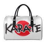 Karate Text Print Leather Duffle Bag