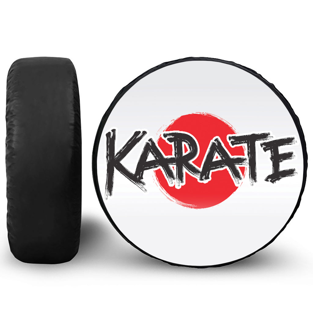 Karate Text Print Leather Spare Tire Cover