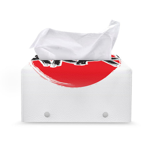 Karate Text Print Leather Tissue Box Cover