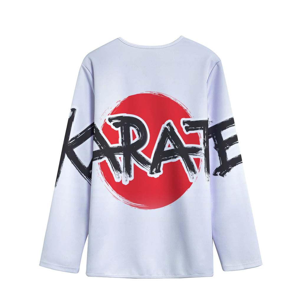 Karate Text Print Long Sleeve Short Coat