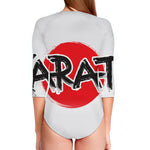 Karate Text Print Long Sleeve Swimsuit