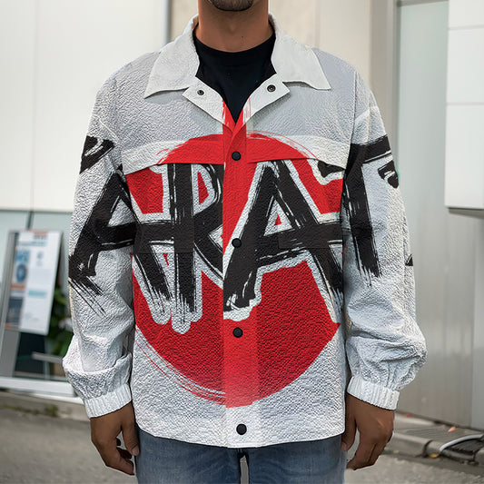 Karate Text Print Men's Shirt Jacket