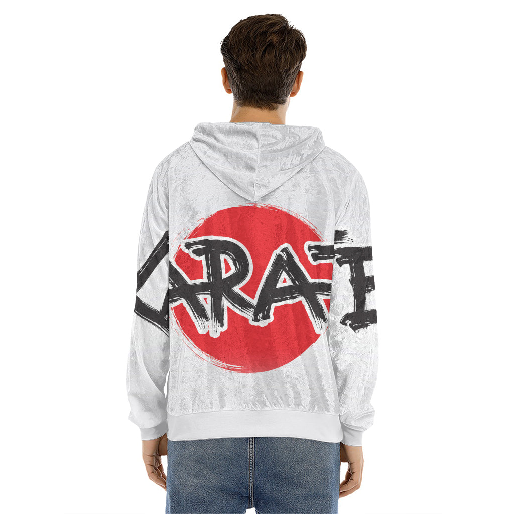 Karate Text Print Men's Velvet Pullover Hoodie