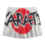 Karate Text Print Mesh Shorts
