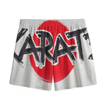 Karate Text Print Mesh Shorts