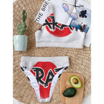 Karate Text Print One Shoulder Bikini Top