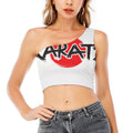 Karate Text Print One Shoulder Crop Top