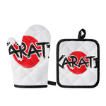 Karate Text Print Oven Mitt And Pot Holder Set