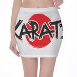 Karate Text Print Pencil Mini Skirt