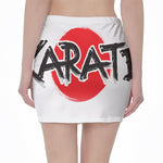 Karate Text Print Pencil Mini Skirt