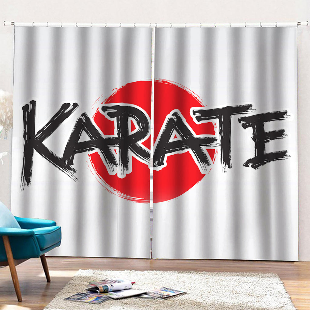 Karate Text Print Pencil Pleat Curtains