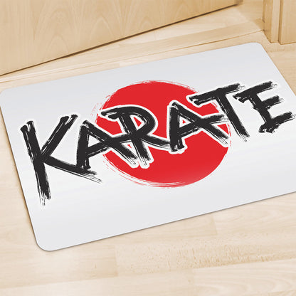 Karate Text Print Polyester Doormat
