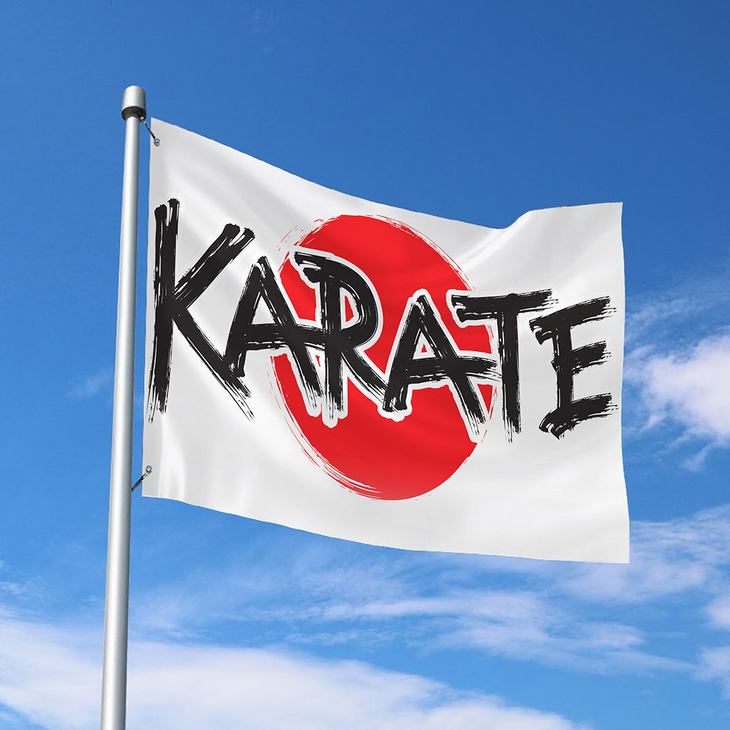Karate Text Print Polyester Flag