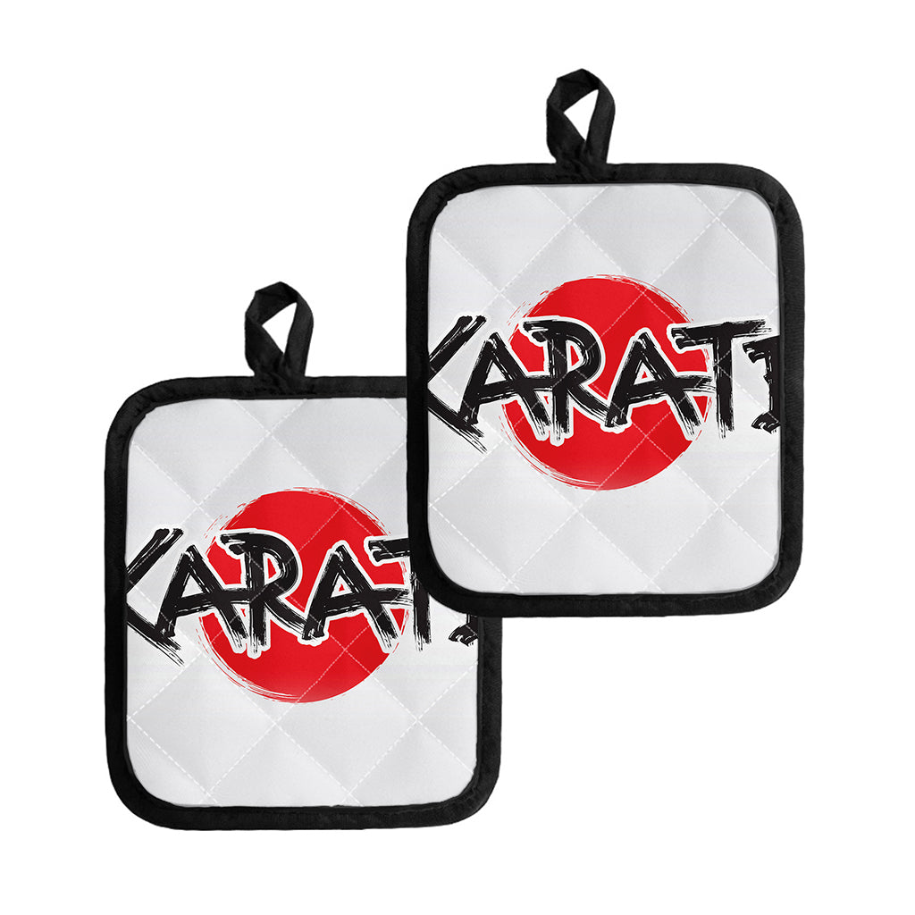 Karate Text Print Pot Holders