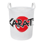 Karate Text Print Round Laundry Basket