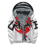 Karate Text Print Sherpa Lined Zip Up Hoodie