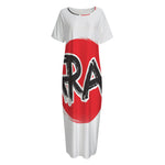 Karate Text Print Short Sleeve Long Nightdress