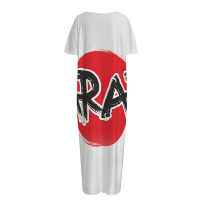 Karate Text Print Short Sleeve Long Nightdress