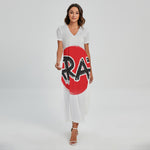 Karate Text Print Short Sleeve Maxi Dress