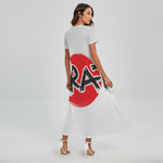 Karate Text Print Short Sleeve Maxi Dress