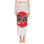 Karate Text Print Side Slit Maxi Skirt