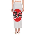 Karate Text Print Side Slit Maxi Skirt