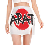 Karate Text Print Side Slit Mini Skirt