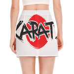 Karate Text Print Side Slit Mini Skirt