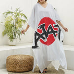 Karate Text Print Silk V-Neck Kaftan Dress