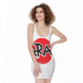 Karate Text Print Sleeveless Bodycon Dress