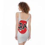 Karate Text Print Sleeveless Bodycon Dress