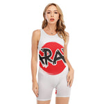 Karate Text Print Sleeveless One Piece Swimsuit