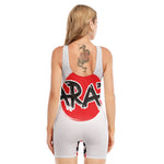 Karate Text Print Sleeveless One Piece Swimsuit