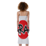Karate Text Print Slim Fit Midi Cami Dress
