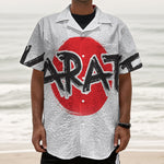 Karate Text Print Textured Short Sleeve Shirt