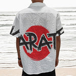 Karate Text Print Textured Short Sleeve Shirt