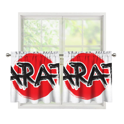 Karate Text Print Tier Curtains