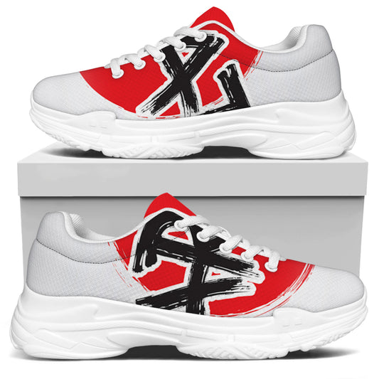 Karate Text Print White Chunky Shoes