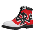 Karate Text Print Padded Collar Lace Up Boots