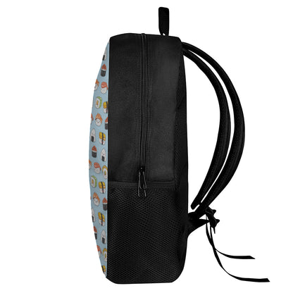 Kawaii Japanese Sushi Pattern Print 17 Inch Backpack