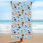 Kawaii Japanese Sushi Pattern Print Beach Towel