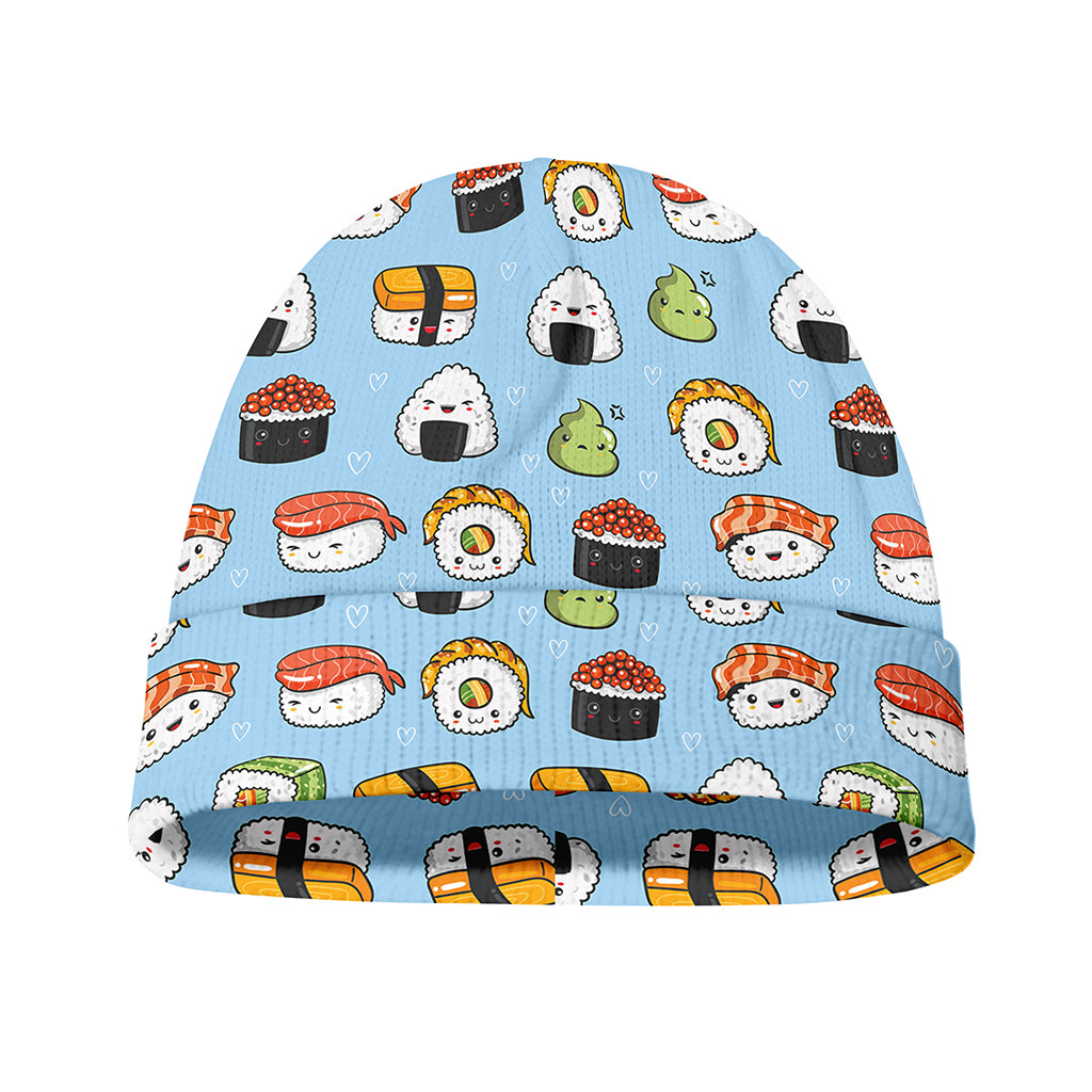 Kawaii Japanese Sushi Pattern Print Beanie
