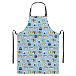Kawaii Japanese Sushi Pattern Print Bib Apron With Pocket