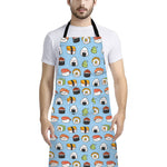 Kawaii Japanese Sushi Pattern Print Bib Apron With Pocket