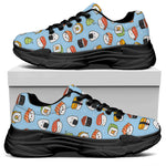 Kawaii Japanese Sushi Pattern Print Black Chunky Shoes
