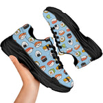 Kawaii Japanese Sushi Pattern Print Black Chunky Shoes