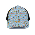 Kawaii Japanese Sushi Pattern Print Black Mesh Trucker Hat